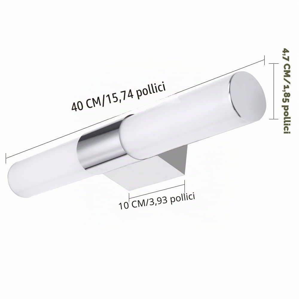 Lampade da Specchio Moderne a LED,Lampade da Bagno Bianche Calde da 40CM 8W,800LM,Applique da Parete Interno Impermeabile di Classe IP65,per Bagno,Toilette,Armadietto a Specchio