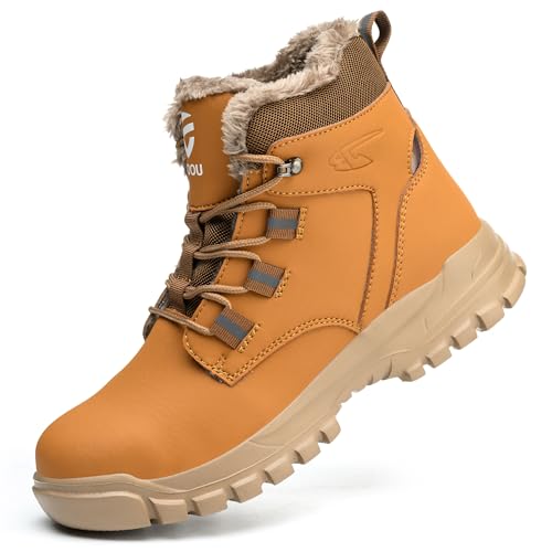 COOU Winter Steel Toe Boots for Men Lined Warm Work Safety Shoes Cold Weather Steel Toe Shoes...