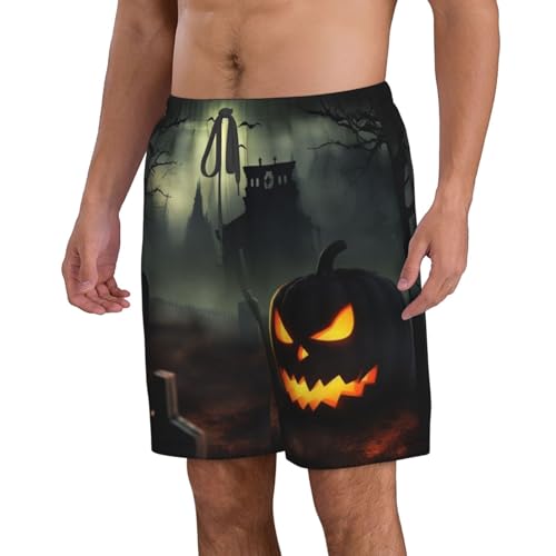 Halloween Horror Men's Swim Trunks Quick Dry Board Shorts with Pockets Casual Drawstring Beach Shorts2