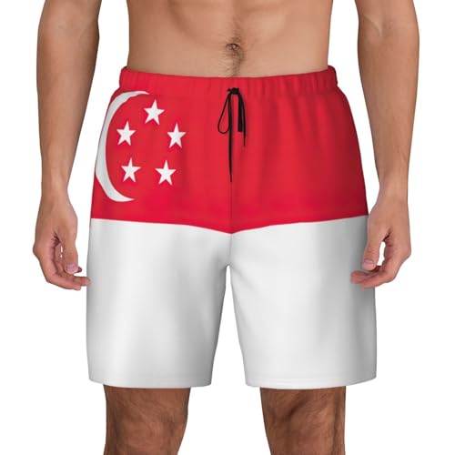 Short de bain homme drapeau Singapour séchage rapide et doublure compression confortable