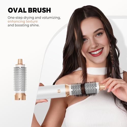 Image of 5 in ONE Hair Dryer Brush, Blow Dryer Curling Wand Hair Styling Tools Set, Hot Air Brush Round Brush Blow Dryer, Left&Right Styler 100-120V