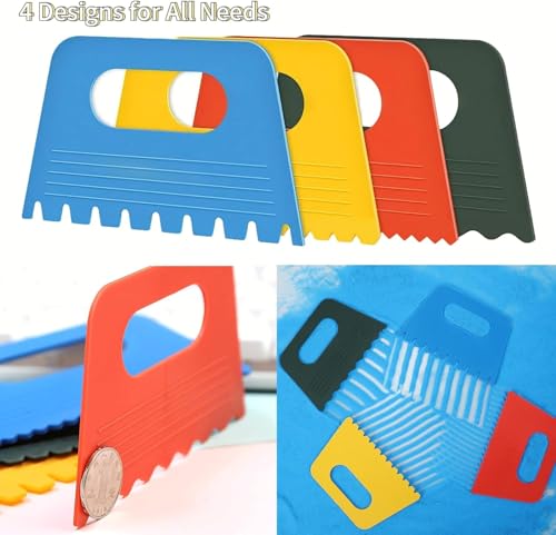 Image of Plastic Paint Scrapers for Water, Oil and Other Types of Painting Paint Texture Design Tool, Clay Texture Design Tool (Pack of 4 Pcs)