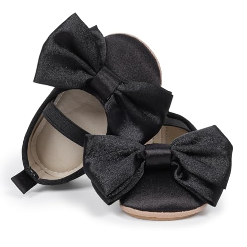 Image of Meckior Infant Baby Girl Sandals Soft Non-Slip Rubber Sole Handmade Princess Wedding Dress Shoes Toddler First Walkers