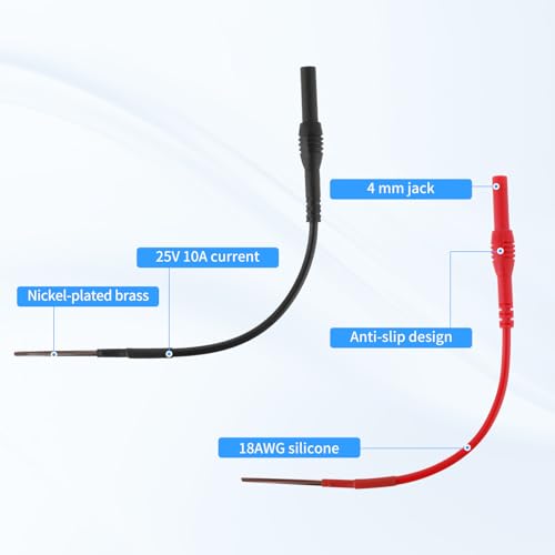 Image of Flexible Spoon Back Probe, 4PCS Multimeter Leads Kit Silicon Flexible Test Back Probe Pins Test Wire Kit Power Probes Compatible with 4mm Banana Plug for Wire Piercing Car Repairing Electrical Testing