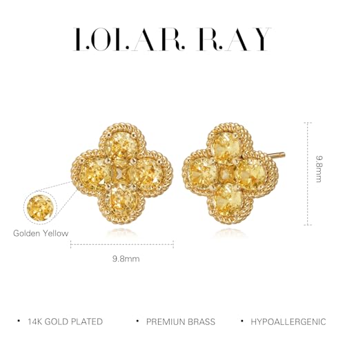 LOLAR RAY Clover Earrings for Women - 12 Month Birthstone Earrings 14k Gold Plated Four Leaf Clover Hypoallergenic Stud Lucky Jewelry Gift for Women - November by LOLAR RAY - Used condition - Image 4