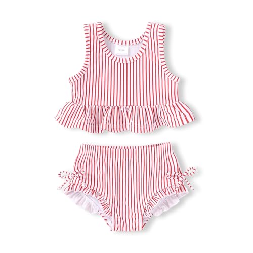 HAPPYMA Baby Swimsuit Toddler Girl Bathing Suit Summer Stripe Bikini Set Beach Two Piece Swim Wear