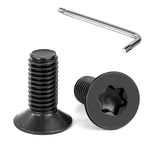 Tunejoy Tornillos de Cabeza Avellanada Torx M8 x 20 mm Negro Tornillo Avellanado Mecánico de Acero Inoxidable A2 V2A con T40 llave Rosca Completa 20 Piezas