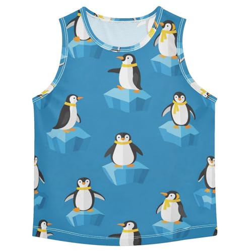 J JOYSAY Cartoon Winter Penguin Boys Tank Top Sleeveless Muscle Shirts Quick Dry Sport Active Workout Kids T-Shirts 3-15T