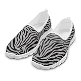 Treeinart Damen-Wanderschuhe mit Tierdruck, bequeme Slip-On-Lauf-Sneaker, niedrige Halbschuhe, Zebragrauer Druck, 41 EU
