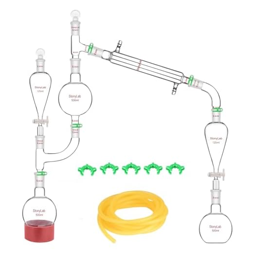 StonyLab 500ml Essential Oil Distillation Kit, Borosilicate Glass Distillation Apparatus for Essential Oil Extraction 24/40 Steam Distillation Set Lab Glassware