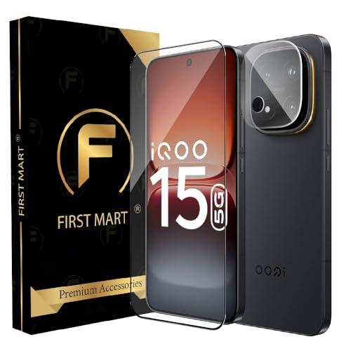 Image of FIRST MART Military-Grade Gorilla Tempered Glass for iQOO 15 With Clear Camera Lens Protector & Installation Kit | Edge to Edge Coverage, Case Friendly, Anti-Scratch | Crystal Clear