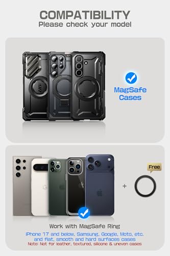 SUPCASE for MagSafe Wallet, Magnetic Wallet for Men, [5-Card Holder] [Adjustable Stand] [RFID Blocking] Phone Card Holder Tripod for Samsung Galaxy S25, Google Pixel 10 and iPhone 17/16/15/14, Carbon