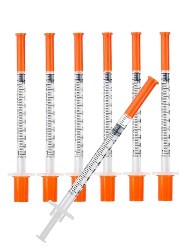 1ml Syringe with Cap 31G 1/4-inch 6mm Syringes Pack of 100 Disposable 1cc 31 Gauge Individual Package
