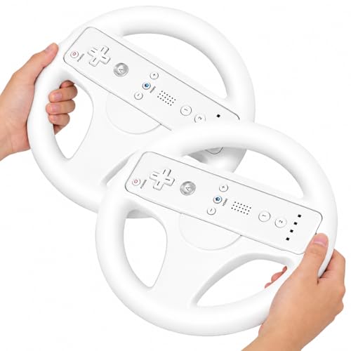 DSDFPFG White Steering Wheel for Wii Remote Controller - Steering Wheel for Wii Mario Kart - Racing...