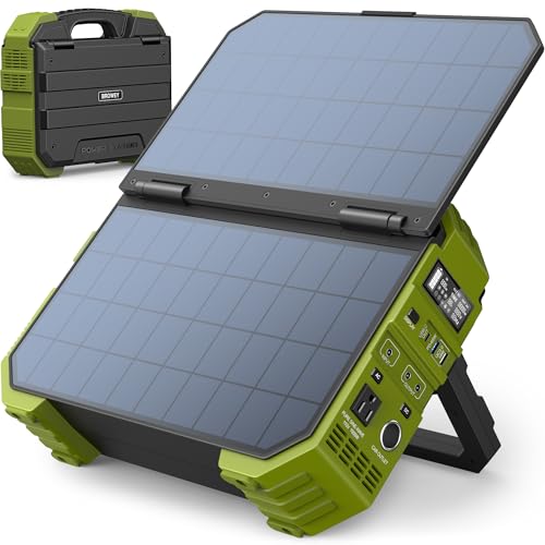 BROWEY Portable Power Station, 1000W Solar Generator with Built-in Solar Panel, 614WH/192000mAh LiFePO4 Battery Pack, AC/DC/USB/PD Outputs, for Outdoor Camping, RV Travel, Emergency Preparedness