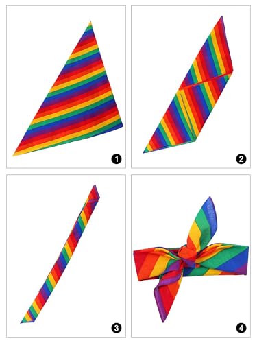 Image of URATOT 6 Pack Gay Pride Rainbow Bandanas Cotton Handkerchiefs, Support LGBT Causes