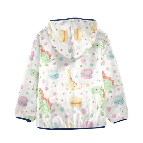 Dinosaur Macaron and Polka Dot Girls Fleece Jacket Girls Fall Jacket Boys Coats Zip Up Hoodie Outerwear 2-10T2