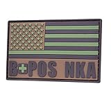 LEGEEON Multicam USA America Flag BPOS B+ B POS Blood Type NKA No Known Drug Allergies Tactical PVC Rubber Patch