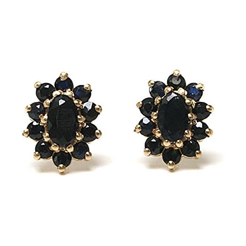 9ct Gold Sapphire Oval Cluster stud earrings Cover