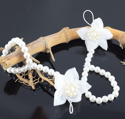 Infant Barefoot Sandals Shoes Newborn Pearl Baby Beaded Foot Bands Jewelry Baby Girl Foot Flowers Kids Beach Sandal Anklet4