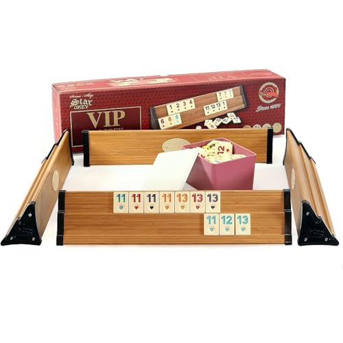Star Oyun Aletleri Professionell VIP Rummikub Set aus Holz. Ahsap Okey Takimi, Rummy Set mit Melamin Steinen, Wooden (Hellbraun)