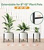 AZADESJET Plant Stand Indoor Adjustable, Metal Modern Indoor Plant Stand, Heavy Duty Plant Stands Outdoor Corner, Stable Plant Holder, Fits 8 to 12 Inches Pots, Black, 1 Pack, Pot & Plant Not Included #2