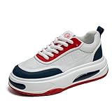 Tenis de moda para hombre, zapatos casuales de caña baja, cómodos, transpirables para caminar, blanco/azul, 40 2/3 EU