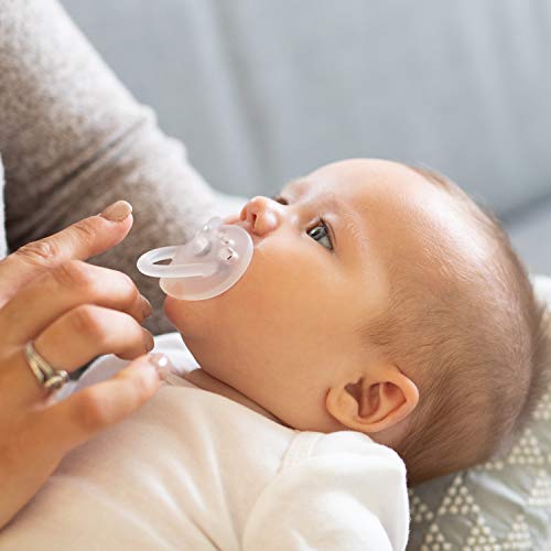 Image of Evenflo Feeding Balance Plus Stage 1 Cylindrical Baby, Newborn and Infant Pacifier - Developed with Pediatric Feeding Specialists - 0 to 6 Months - Clear - (Pack of 6)