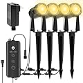 ZYAN Low Voltage Landscape Spotlights LED Landscape Lighting with Sensor, IP65 Waterproof Outdoor Lights for Yard Garden Pathway, Plant Tree Spoltights Dimmable with Timer, Auto ON/Off (4 Pack)