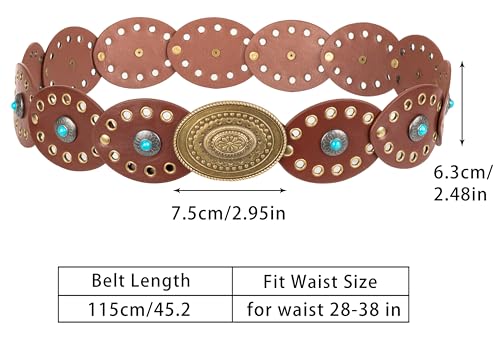 INOGIH Women Vintage Wide-Diso Western-Cowgirl-Belt Boho-Style Concho-Country-Belts for Dress Skirt2