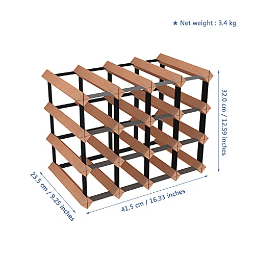 Wll-Dp Beech Wood Wine Holder Countertop Wine Rack Wine Storage Shelf, Hold 12~16 Bottles, For Cabinet Tabletop Bar Kitchen Pantry Dining Room #TOP1