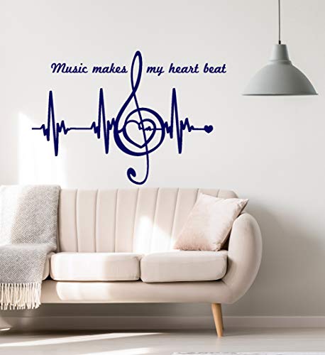 Designtorefine Vinyl Wall Decal Music Notes Quote Heart Pulse Heartbeat Stickers Large Decor (1439Ig) Black M 22.5 In X 33 In #TOP2