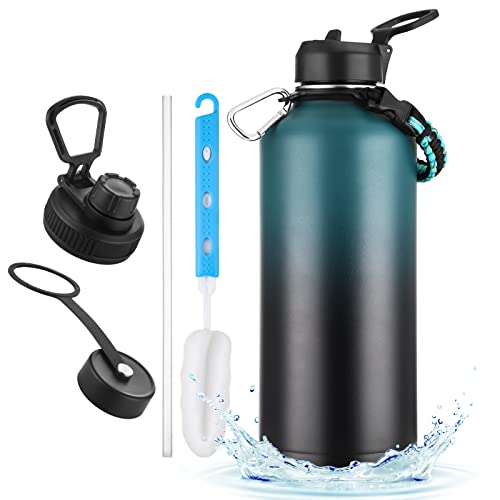 HOUSALE Trinkflasche Edelstahl, 3 Trinkverschluss, Grosse 2.5L Sport...