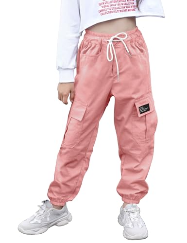 Image of Little Girls Cargo Pants Elastic Waist Cargo Jogger Pants with Pockets