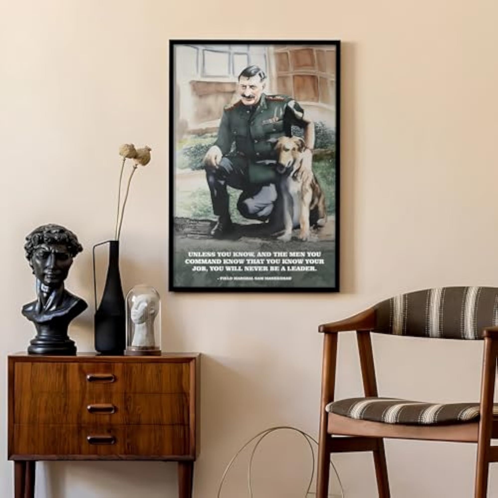 Modern Wall Art of Sam Manekshaw & Pet Dog