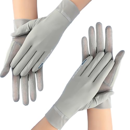 Kaslaider Gants de Protection Solaire pour Femme, Gants été Tactile Respirant en Maille, 2 Paires Soleil UV en Soie Glacée Respirants pour Conduite Cyclisme Randonnée Pêche Golf
