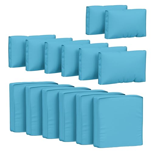Pakunoda 14Pcs Outdoor Cushion Covers Waterproof Fade-Resistant with Zipper