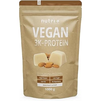 PROTEINAS VEGETALES Mazapán 1kg – 83% Proteína – 3k Mezcla de Proteínas en Polvo – Sin Lactosa Bajo en Azúcar + Sin Gluten – Nutri + 1000g Sin Azúcares Añadidos
