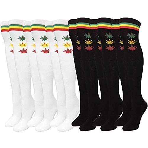 Image of COUVER Over Knee High Socks Women Warm Dress Tube Stocking Cosplay Socks Thigh High Leg Warmer - 6 Pairs