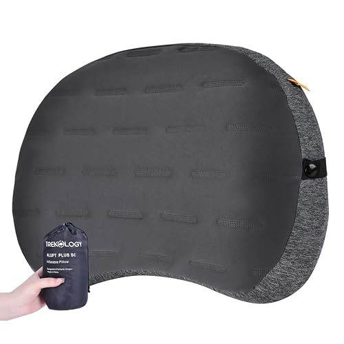 TREKOLOGY - TREKOLOGY Camping Pillow - Premium Inflatable Pillow for Camping, Beach, and Travel - Ultimate Comfort for Adults (Grey)