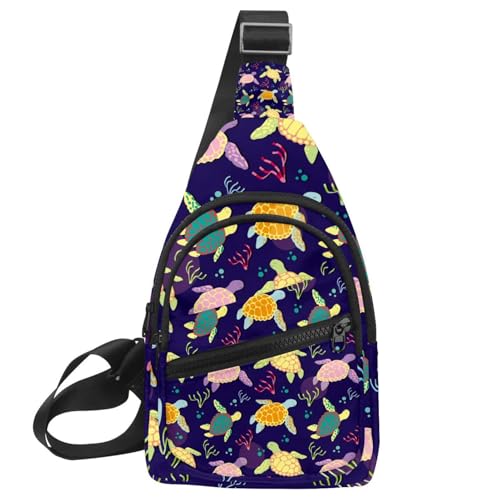 Bolsa de pecho para hombre cruzada y chubasquera con estampado de tortuga