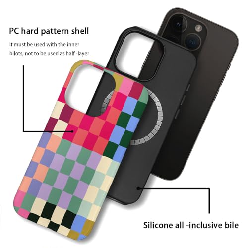 TnXee Case Compatible with iPhone 16 Pro Max,Compatible with MagSafe,Fall Prevention Hybrid 2-Layer Hard Shell Cases for Girls Boys,Classic Checkerboard Color by TnXee - Used condition - Image 2