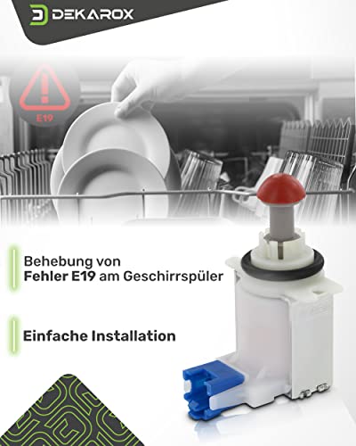 DEKAROX Magnetventil bei Fehler E19 für Bosch Siemens Neff Constructa Balay 11033896 631199 00631199 für Wassertasche in Spülmaschine Geschirrspüler