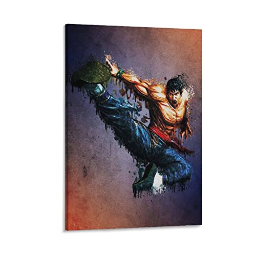 ZHOUYANG Tekken Poster décoratif sur toile Motif jambe volante 50 x 75 cm