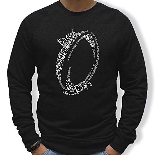 Sweat Rugby Breizh noir taille L aux finitions soignées et durables
