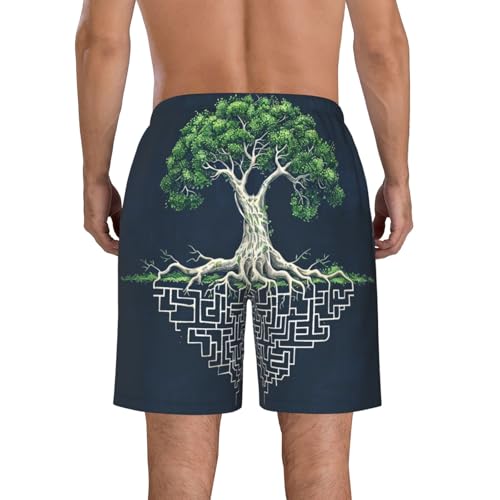 Men's Quick Dry Swim Shorts Tree of Life Maze Mystery Nature Blue Beach Trunks with Pockets2