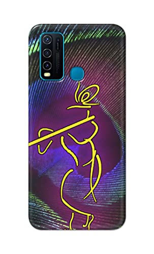 Image of PRINTFIDAA Lord Krishna On Peacock Feather Hard Back Cover for Vivo Y30 / Vivo Y50 Back Cover -(P6) KAT1007