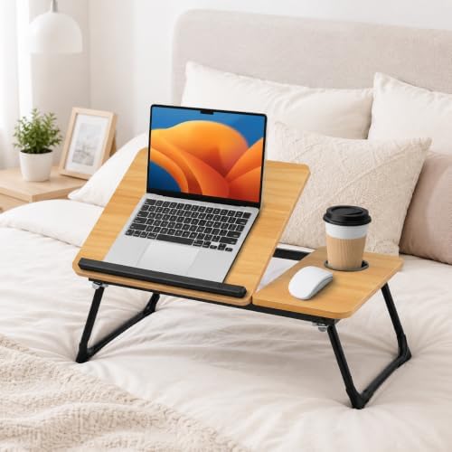 Mesa Portátil e Dobrável para Notebook, com Porta-Copos, Ajuste d...