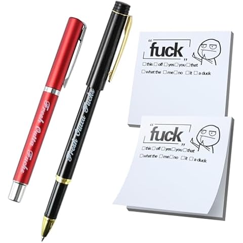 Jaxbo 2PCS Funny Sticky Note and Pen Set, Fresh Outta Pad and Pen, Novelty Desk Accessory White Elephant Gift for Friends, Co-Workers, Boss Cover
