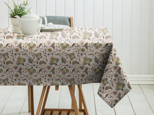 Image of Casableu Kasbah Off White Cloth for 6 Seater Dining Table | 52x72 Inch Rectangular Table Cover | Dust-Proof, Washable Fabric | Decorative Dining Table Cover for Home